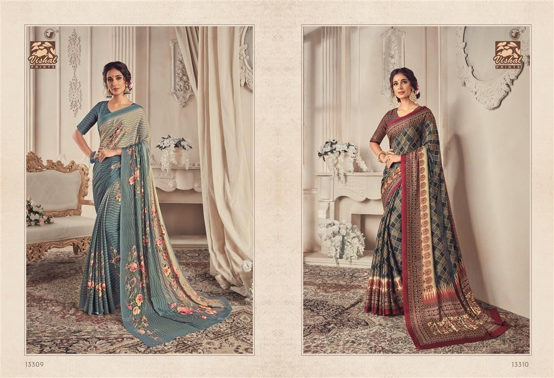 Shimaro Vol-2 By Vishal Prints 13302 To 13326 Series Indian Traditional Wear Collection Beautiful Stylish Fancy Colorful Party Wear & Occasional Wear Fancy Printed Sarees At Wholesale Price