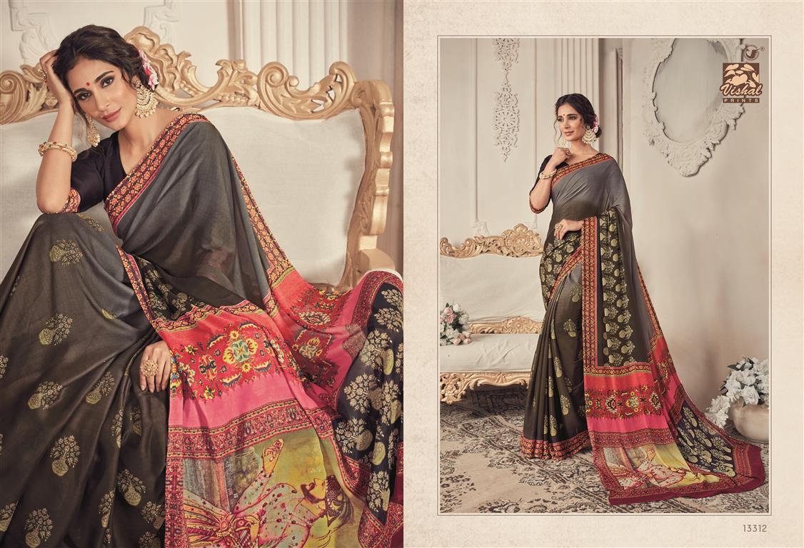 Shimaro Vol-2 By Vishal Prints 13302 To 13326 Series Indian Traditional Wear Collection Beautiful Stylish Fancy Colorful Party Wear & Occasional Wear Fancy Printed Sarees At Wholesale Price