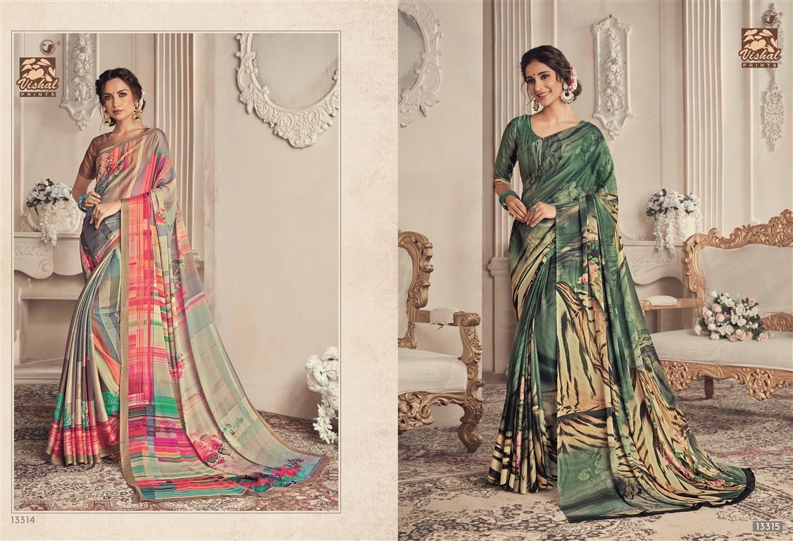 Shimaro Vol-2 By Vishal Prints 13302 To 13326 Series Indian Traditional Wear Collection Beautiful Stylish Fancy Colorful Party Wear & Occasional Wear Fancy Printed Sarees At Wholesale Price