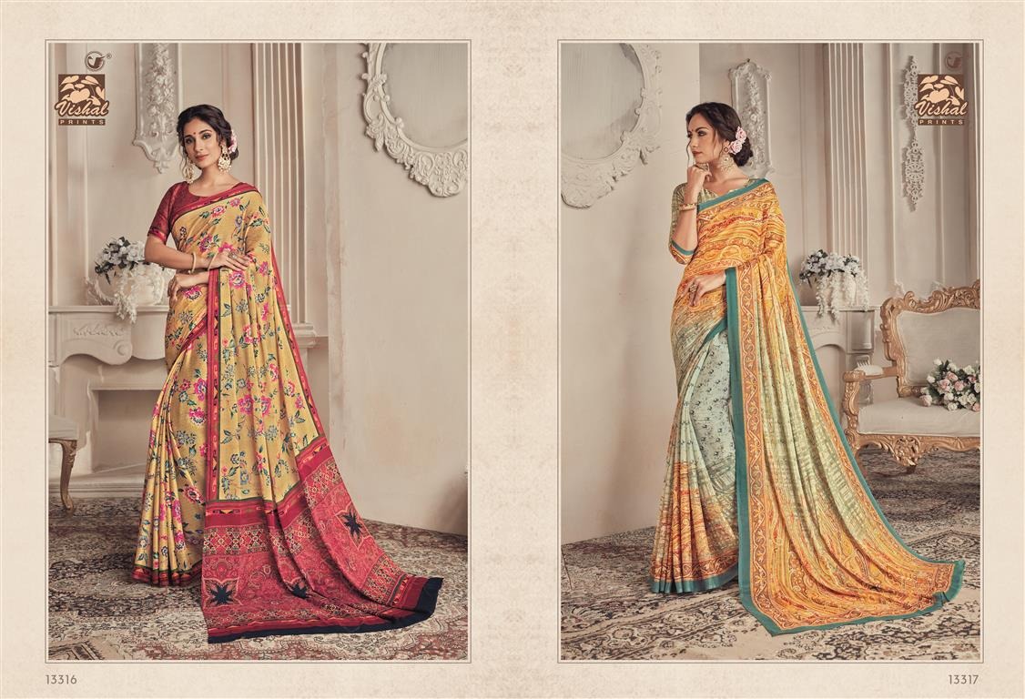 Shimaro Vol-2 By Vishal Prints 13302 To 13326 Series Indian Traditional Wear Collection Beautiful Stylish Fancy Colorful Party Wear & Occasional Wear Fancy Printed Sarees At Wholesale Price