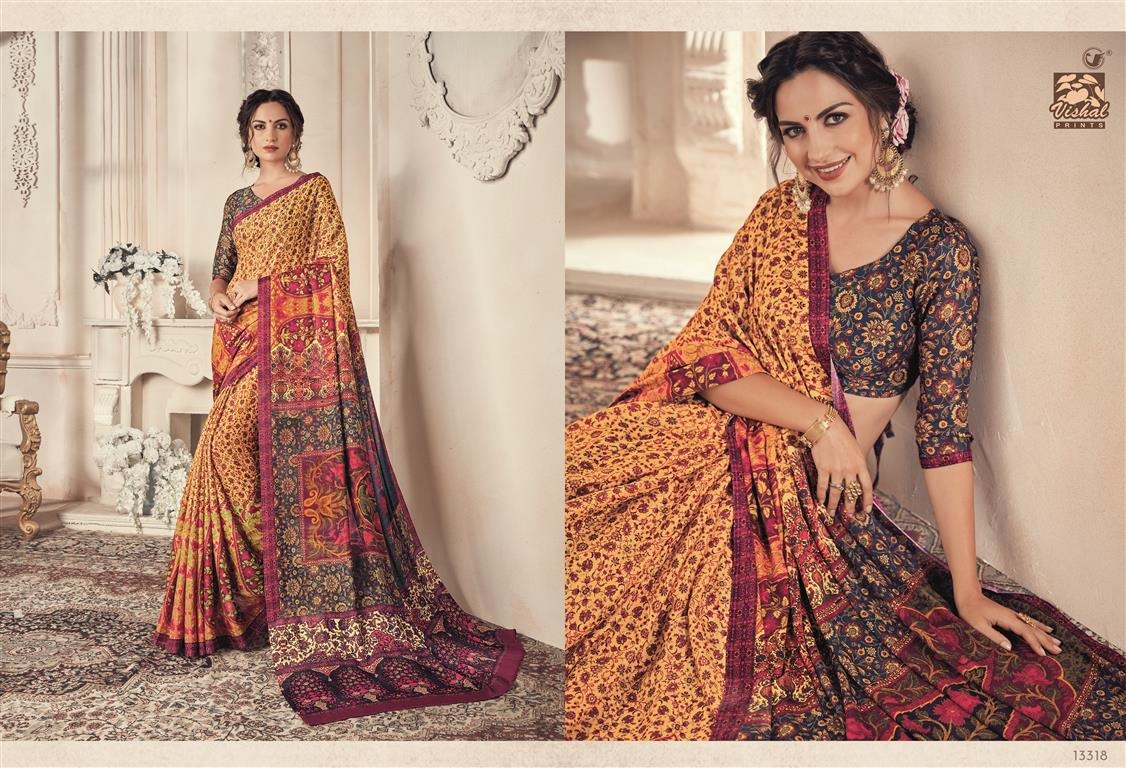 Shimaro Vol-2 By Vishal Prints 13302 To 13326 Series Indian Traditional Wear Collection Beautiful Stylish Fancy Colorful Party Wear & Occasional Wear Fancy Printed Sarees At Wholesale Price