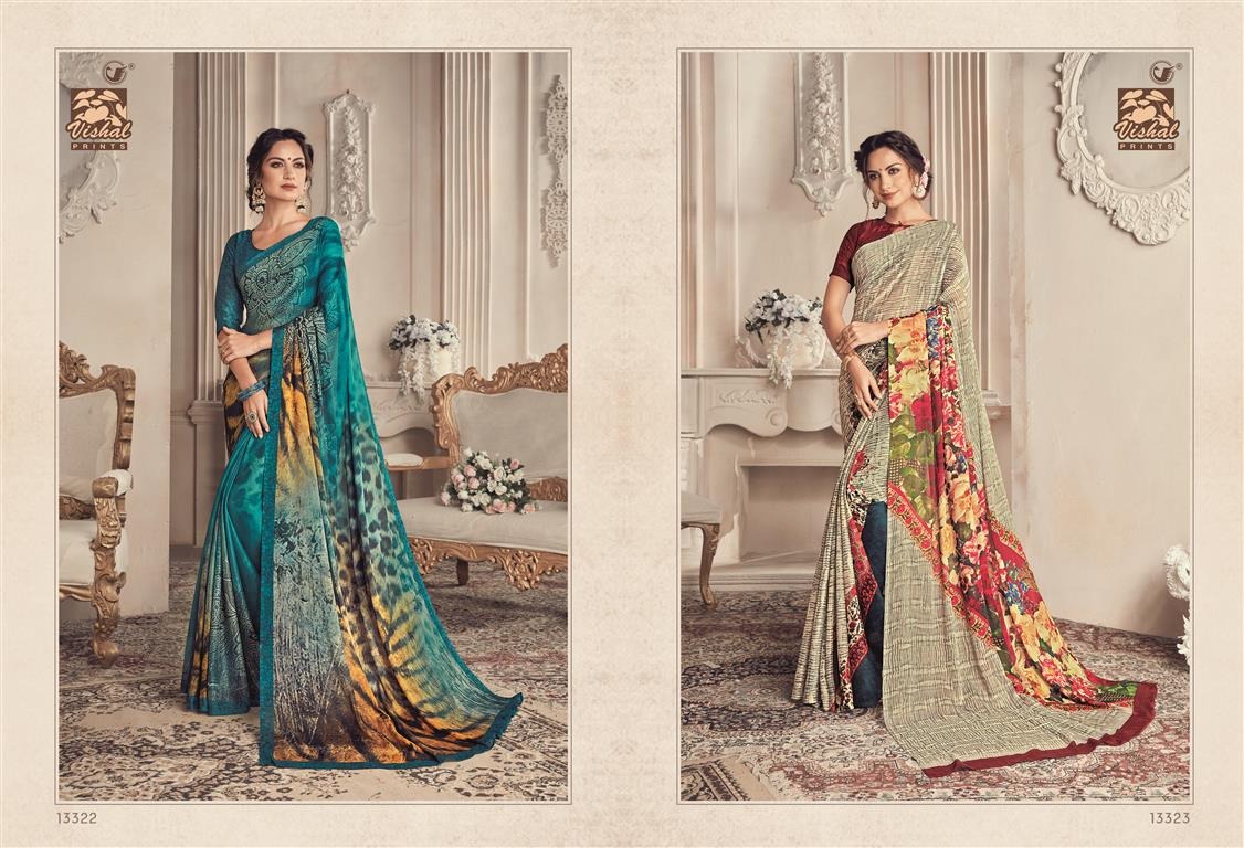 Shimaro Vol-2 By Vishal Prints 13302 To 13326 Series Indian Traditional Wear Collection Beautiful Stylish Fancy Colorful Party Wear & Occasional Wear Fancy Printed Sarees At Wholesale Price