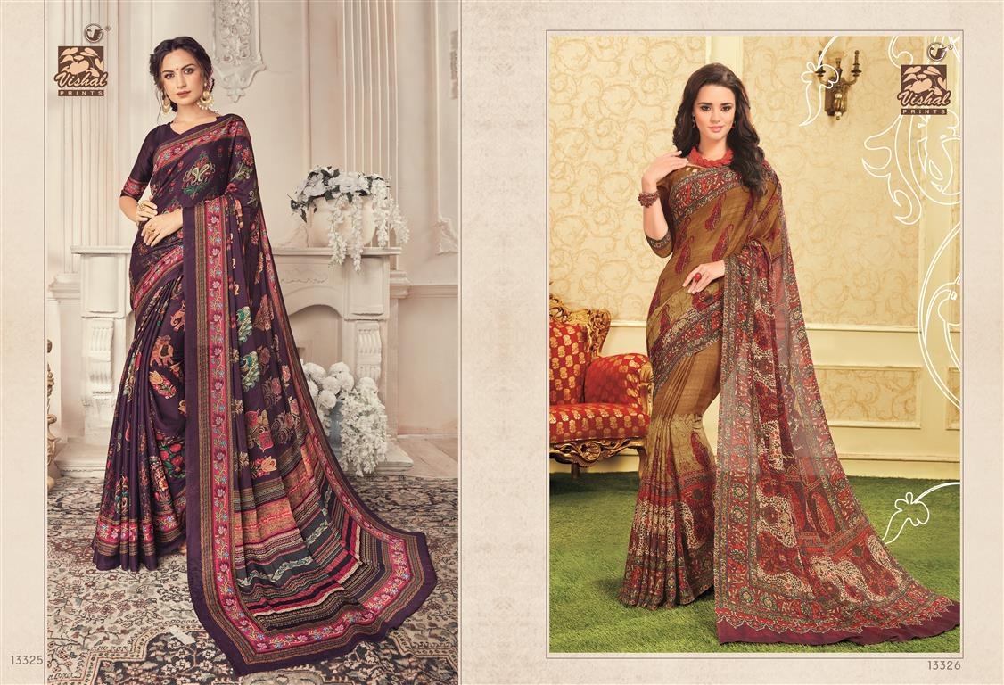 Shimaro Vol-2 By Vishal Prints 13302 To 13326 Series Indian Traditional Wear Collection Beautiful Stylish Fancy Colorful Party Wear & Occasional Wear Fancy Printed Sarees At Wholesale Price
