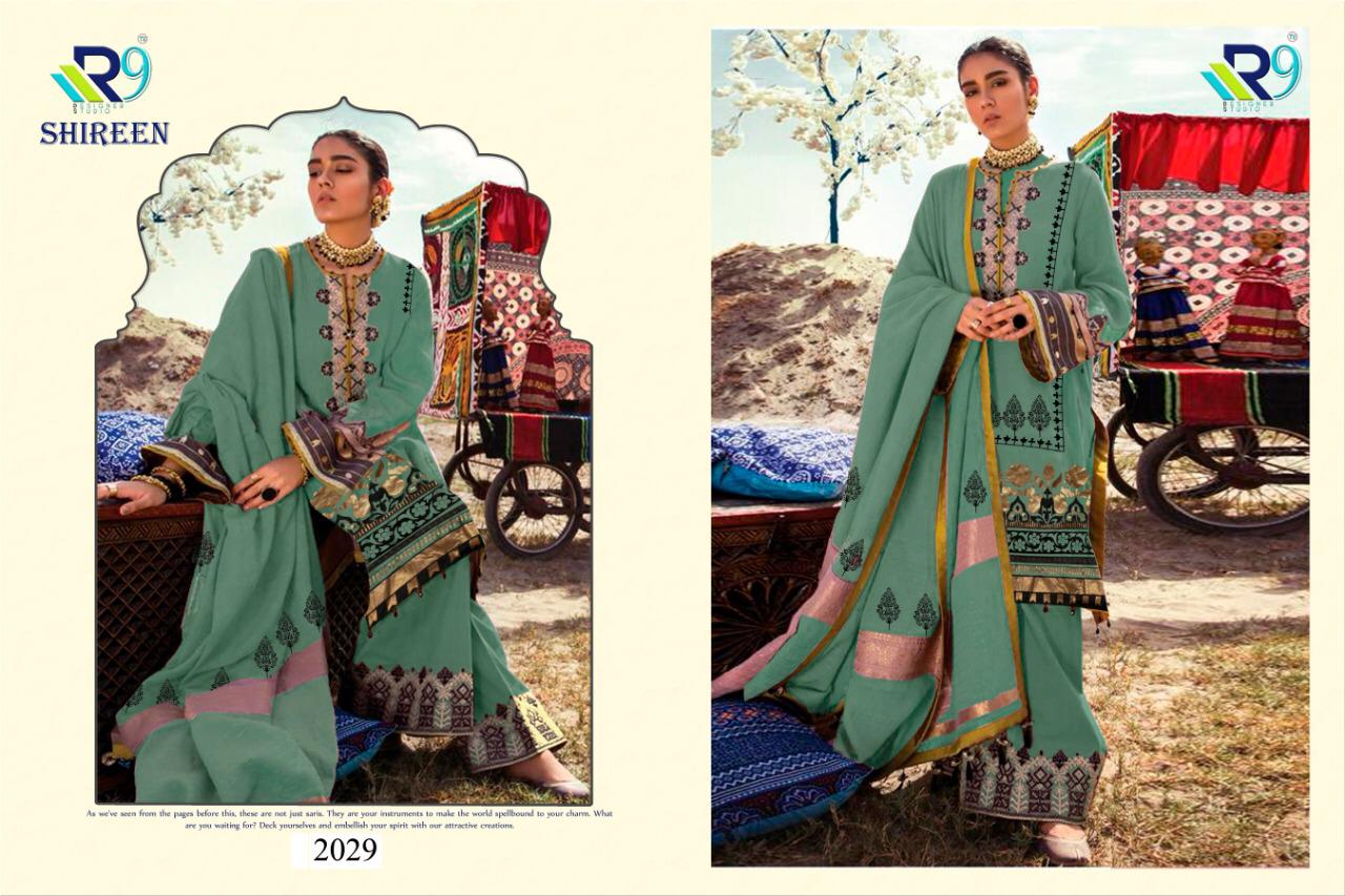 Shireen By R9 2029 To 2033 Series Beautiful Pakistani Suits Colorful Stylish Fancy Casual Wear & Ethnic Wear Satin Cotton Print With Embroidery Dresses At Wholesale Price