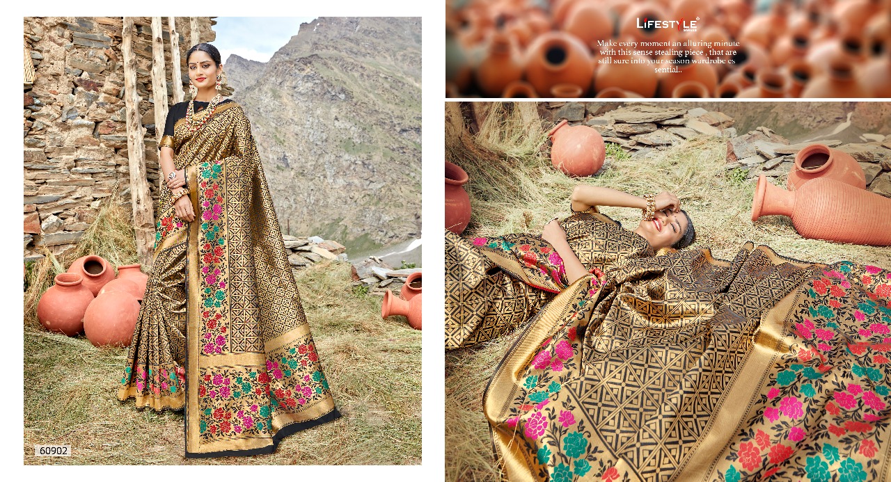 Shivalika By Lifestyle Saree 60901 To 60906 Series Indian Traditional Wear Collection Beautiful Stylish Fancy Colorful Party Wear & Occasional Wear Range Rich Pallu Sarees At Wholesale Price