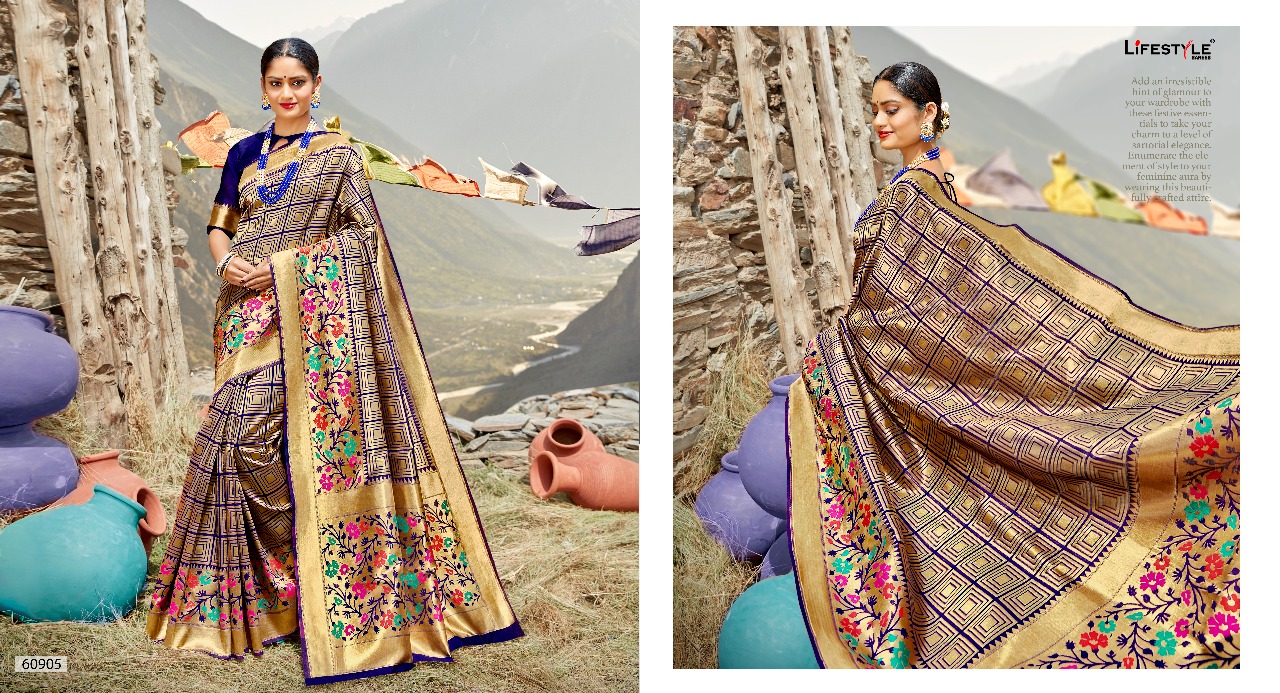 Shivalika By Lifestyle Saree 60901 To 60906 Series Indian Traditional Wear Collection Beautiful Stylish Fancy Colorful Party Wear & Occasional Wear Range Rich Pallu Sarees At Wholesale Price