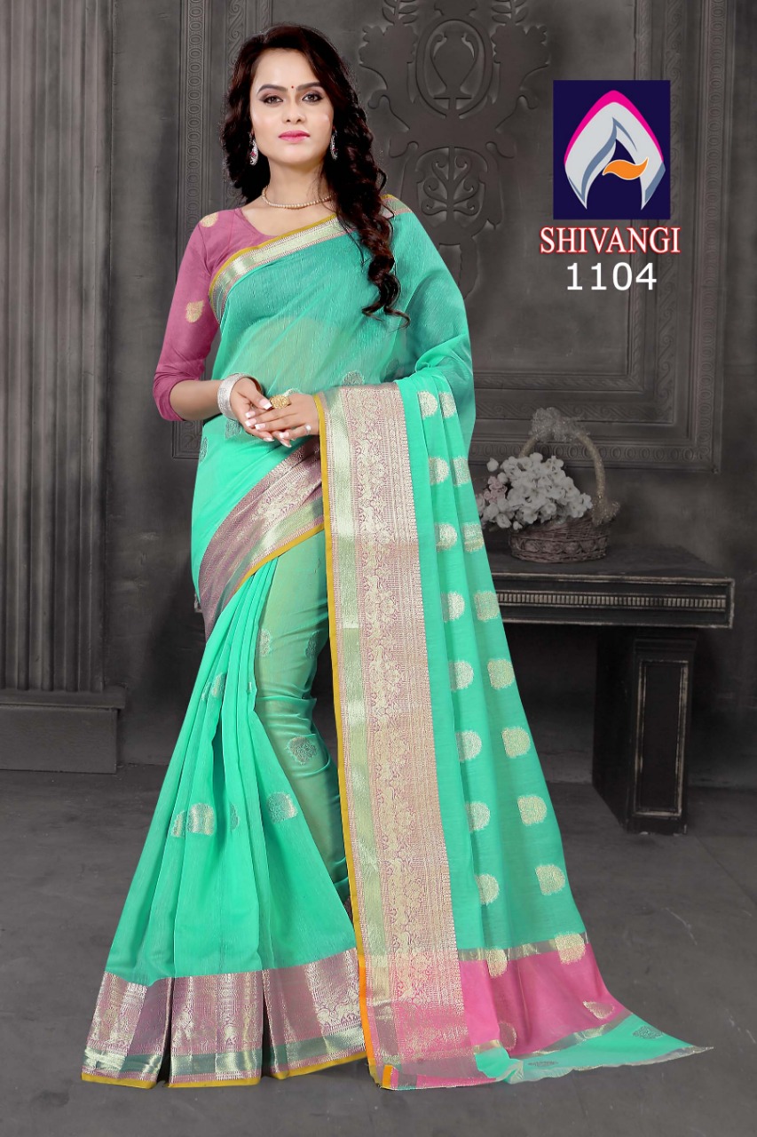 Shivangi By Aanchal Creation 1101 To 1108 Series Indian Traditional Wear Collection Beautiful Stylish Fancy Colorful Party Wear & Occasional Wear Chanderi With Jacquard Butti Sarees At Wholesale Price