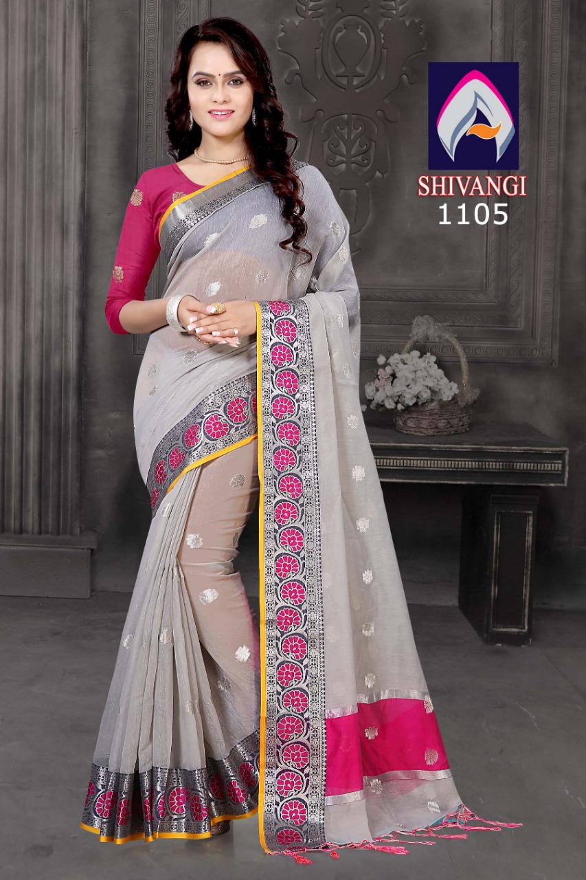 Shivangi By Aanchal Creation 1101 To 1108 Series Indian Traditional Wear Collection Beautiful Stylish Fancy Colorful Party Wear & Occasional Wear Chanderi With Jacquard Butti Sarees At Wholesale Price