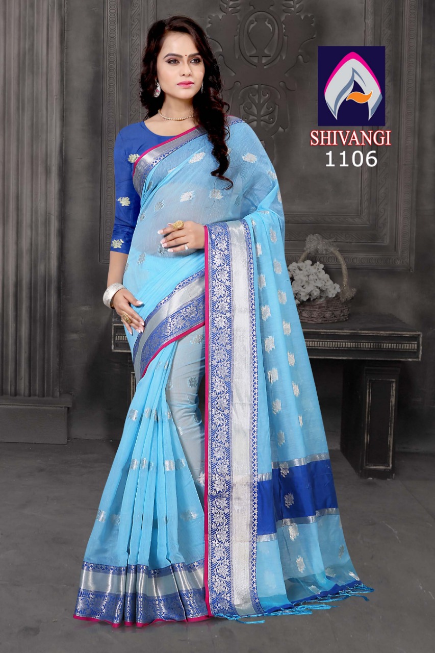 Shivangi By Aanchal Creation 1101 To 1108 Series Indian Traditional Wear Collection Beautiful Stylish Fancy Colorful Party Wear & Occasional Wear Chanderi With Jacquard Butti Sarees At Wholesale Price