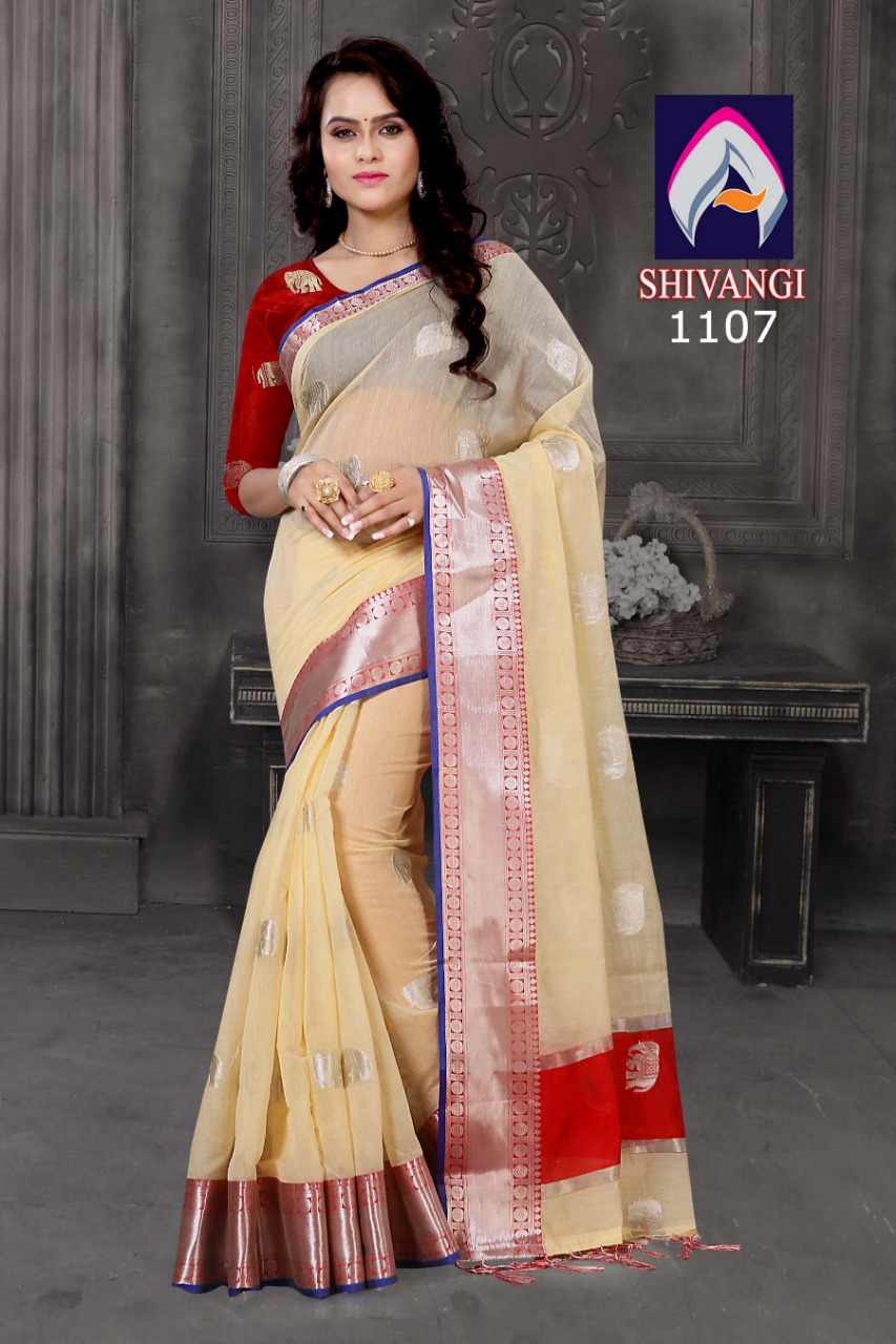 Shivangi By Aanchal Creation 1101 To 1108 Series Indian Traditional Wear Collection Beautiful Stylish Fancy Colorful Party Wear & Occasional Wear Chanderi With Jacquard Butti Sarees At Wholesale Price