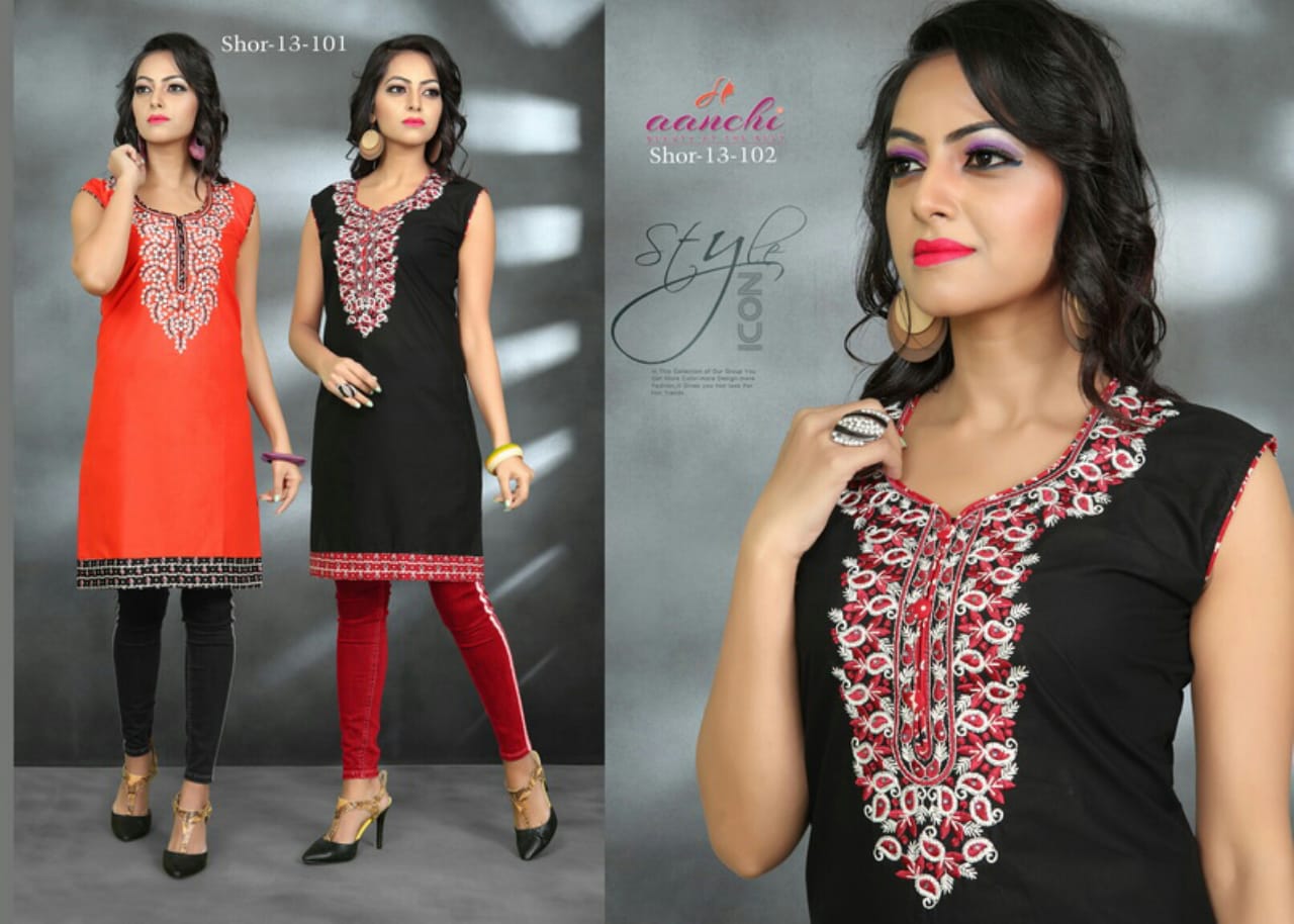 Shor Vol-13 By Aanchi 101 To 110 Series Beautiful Colorful Stylish Fancy Casual Wear & Ethnic Wear & Ready To Wear Cotton Embroidered Kurtis At Wholesale Price