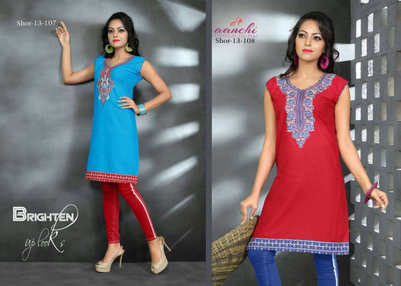 Shor Vol-13 By Aanchi 101 To 110 Series Beautiful Colorful Stylish Fancy Casual Wear & Ethnic Wear & Ready To Wear Cotton Embroidered Kurtis At Wholesale Price