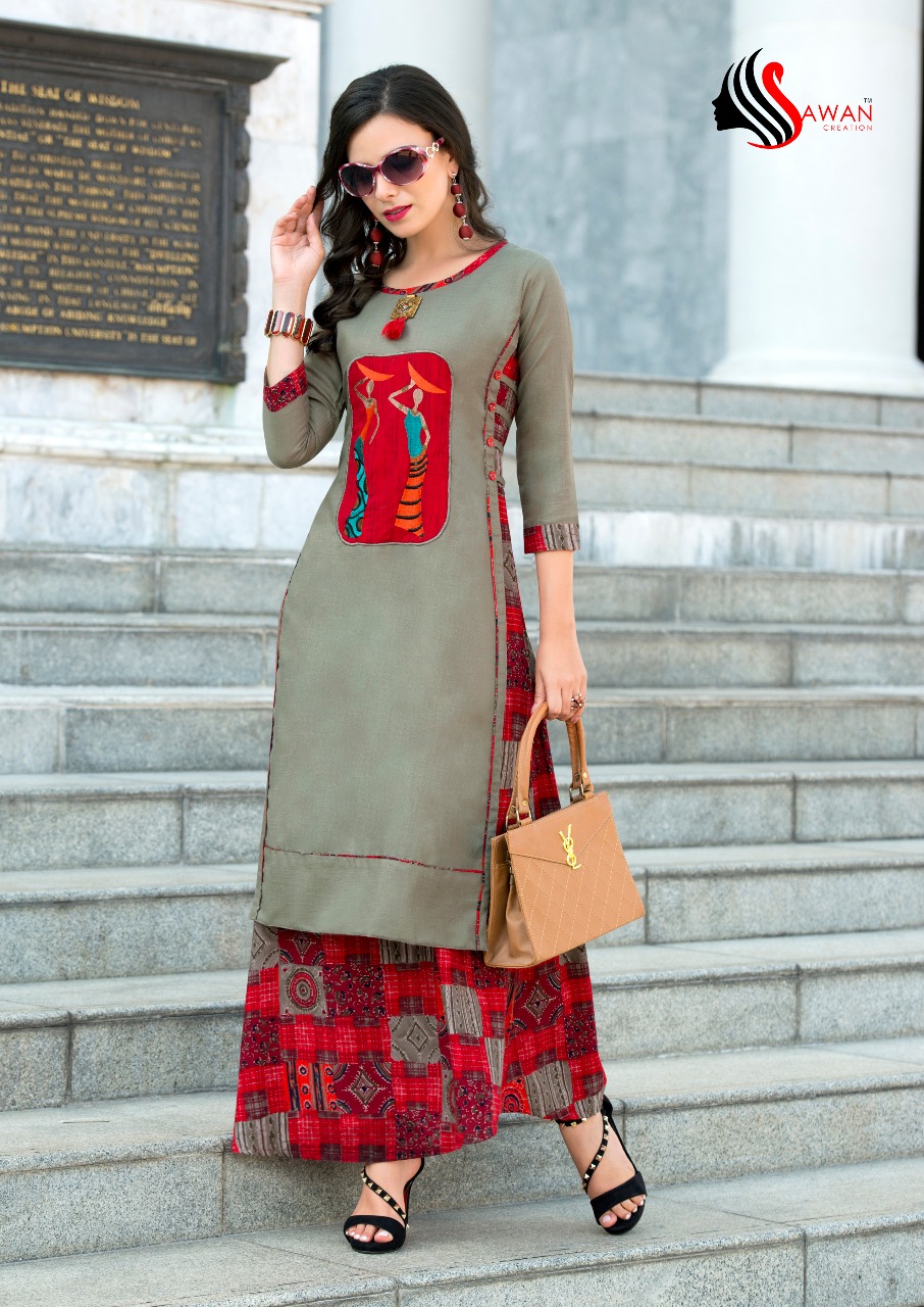 Shreya Vol-1 By Sawan Creation 1001 To 1010 Series Beautiful Colorful Stylish Fancy Casual Wear & Ethnic Wear & Ready To Wear Heavy Rayon Printed Kurtis At Wholesale Price