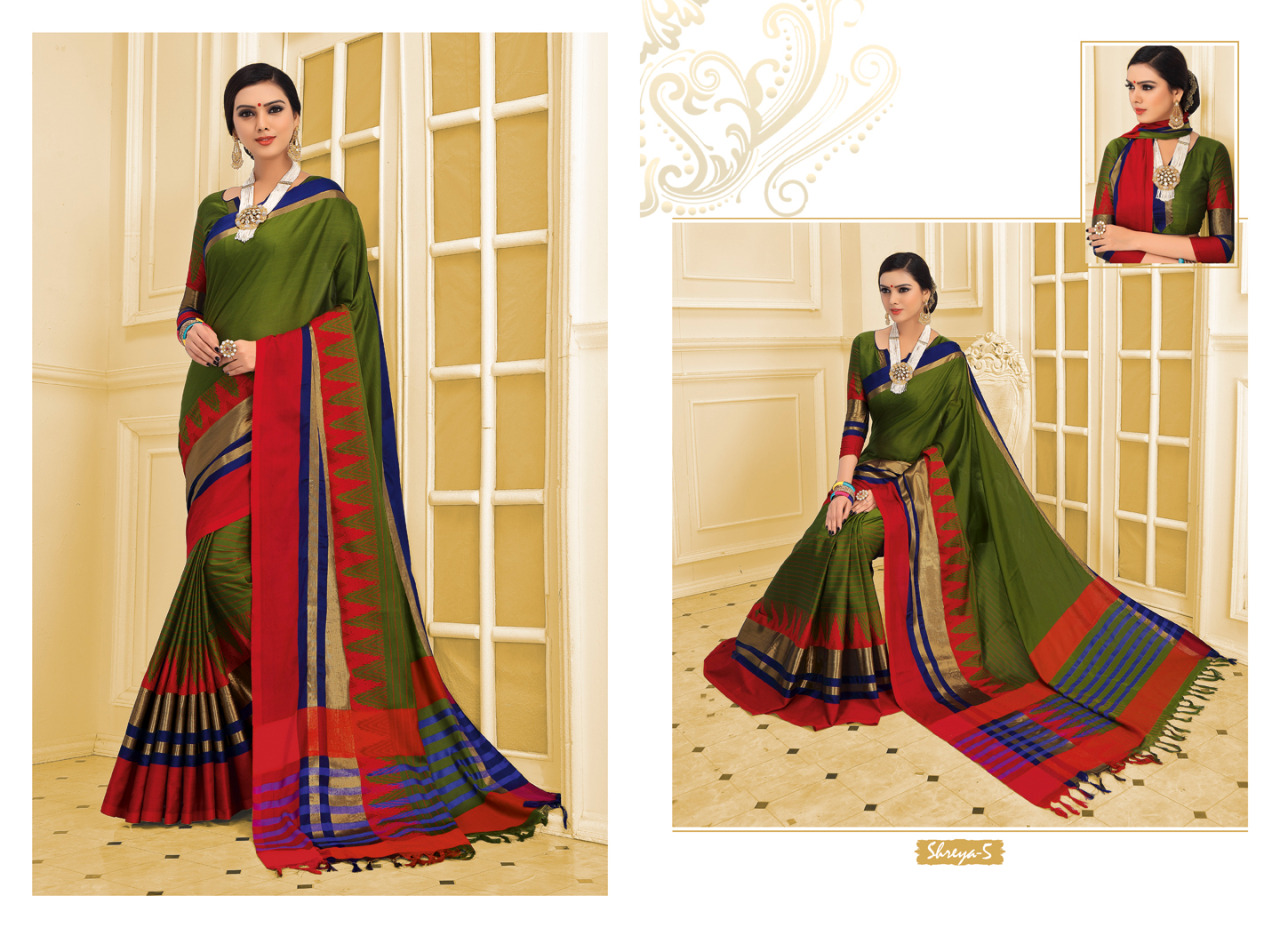 Shreya By St Namo 1 To 9 Series Indian Traditional Wear Beautiful Stylish Fancy Colorful Party Wear & Occasional Wear Silk Cotton Printed Sarees At Wholesale Price