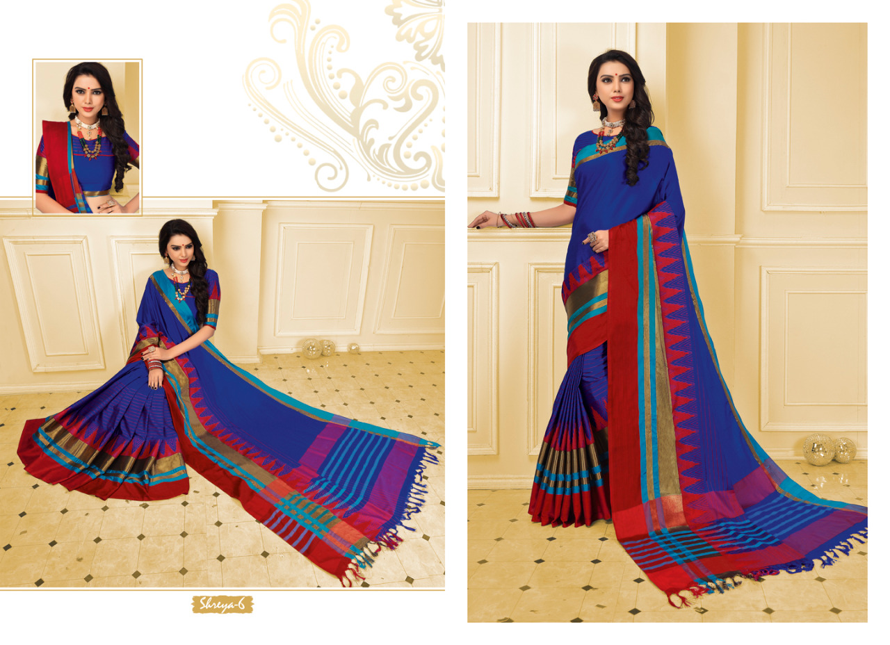 Shreya By St Namo 1 To 9 Series Indian Traditional Wear Beautiful Stylish Fancy Colorful Party Wear & Occasional Wear Silk Cotton Printed Sarees At Wholesale Price