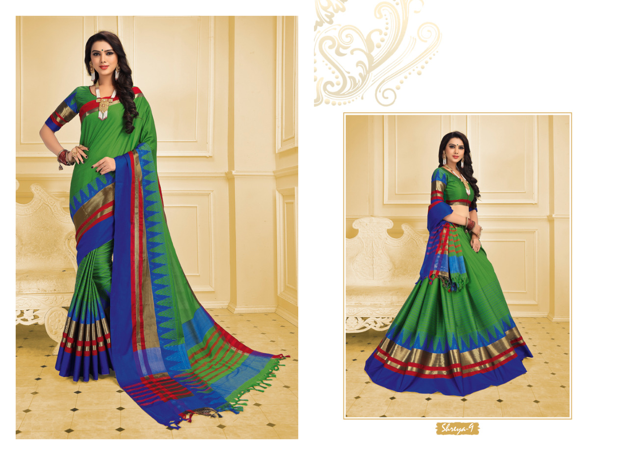 Shreya By St Namo 1 To 9 Series Indian Traditional Wear Beautiful Stylish Fancy Colorful Party Wear & Occasional Wear Silk Cotton Printed Sarees At Wholesale Price