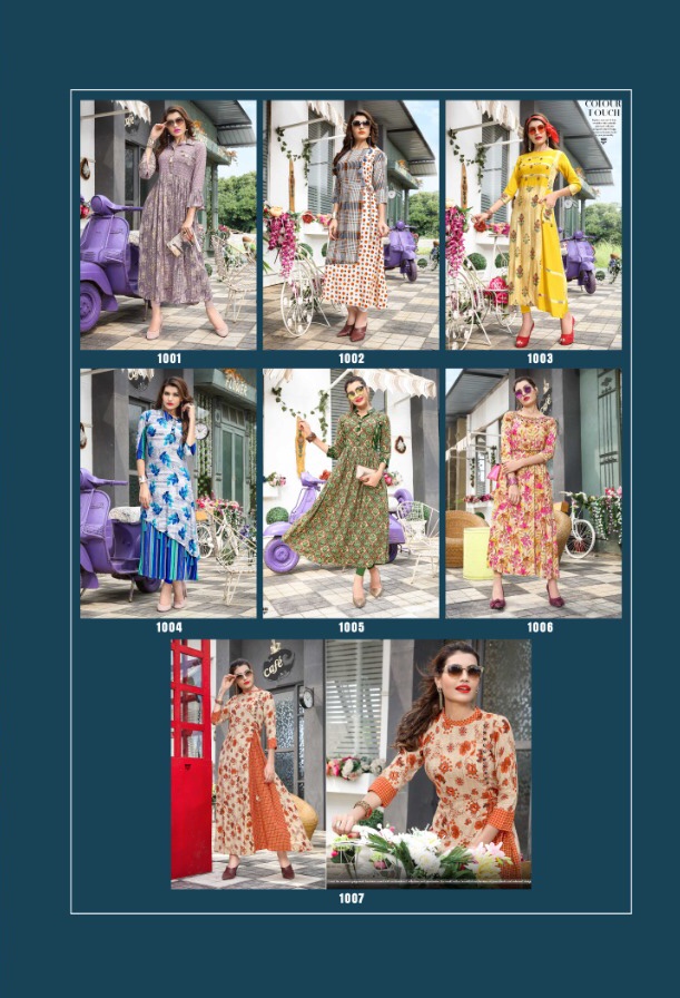 Shubh Milan Vol-1 By Kaamiri 1001 To 1007 Series Beautiful Stylish Colorful Fancy Party Wear & Ethnic Wear & Ready To Wear Rayon Printed Kurtis At Wholesale Price