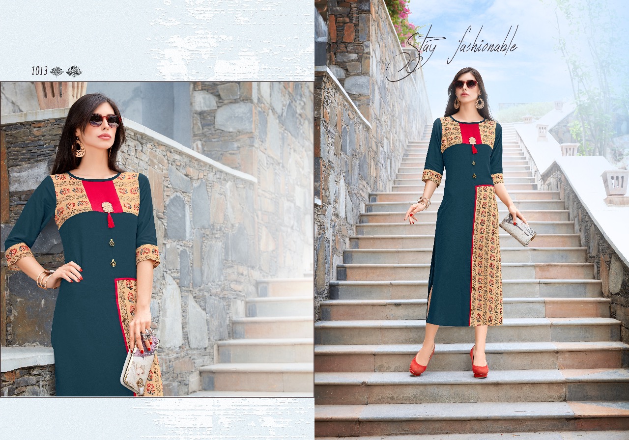 Signature By Sb Trendz 1009 To 1016 Series Beautiful Stylish Fancy Colorful Casual Wear & Ready To Wear & Ethnic Wear Heavy Rayon Printed Kurtis At Wholesale Price
