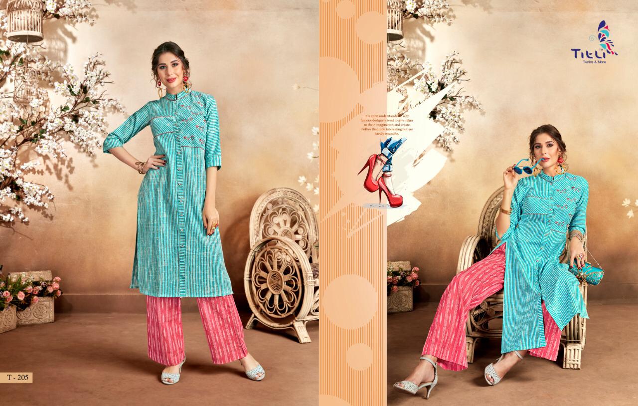 Signature By Titli T-202 To T-209 Series Beautiful Colorful Stylish Fancy Casual Wear & Ethnic Wear & Ready To Wear Cotton Linen  Kurtis At Wholesale Price