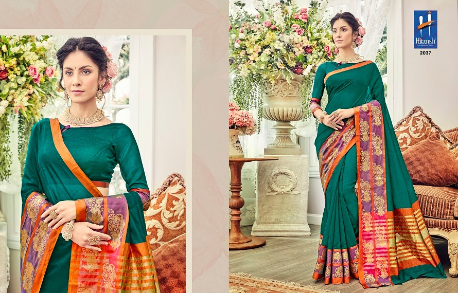 Silk Touch Vol-4 By Hitansh Fashion 2030 To 2040 Series Indian Traditional Wear Collection Beautiful Stylish Fancy Colorful Party Wear & Occasional Wear Cotton Silk Sarees At Wholesale Price