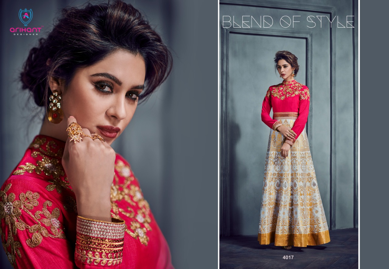 Silky Vol-2 By Arihant Designer 4011 To 4019 Series Designer Gowns Collection Beautiful Stylish Fancy Colorful Party Wear & Occasional Wear Silk Gowns At Wholesale Price