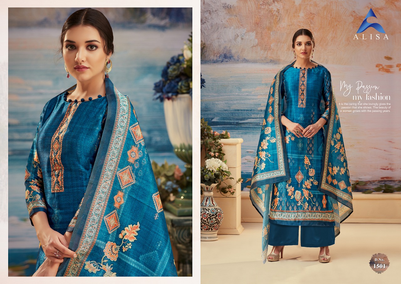 Silky By Alisa 1501 To 1508 Series Indian Traditional Wear Collection Beautiful Stylish Fancy Colorful Party Wear & Occasional Wear Pure Silk Digital Printed At Wholesale Price