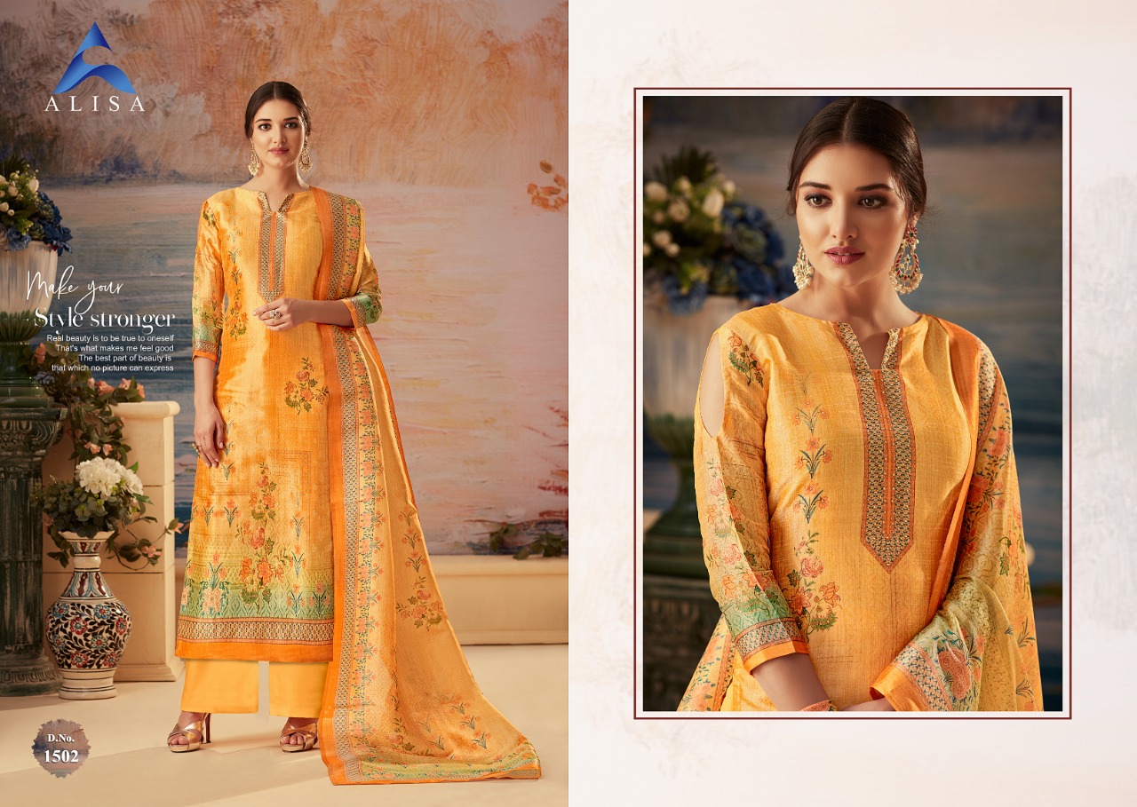 Silky By Alisa 1501 To 1508 Series Indian Traditional Wear Collection Beautiful Stylish Fancy Colorful Party Wear & Occasional Wear Pure Silk Digital Printed At Wholesale Price