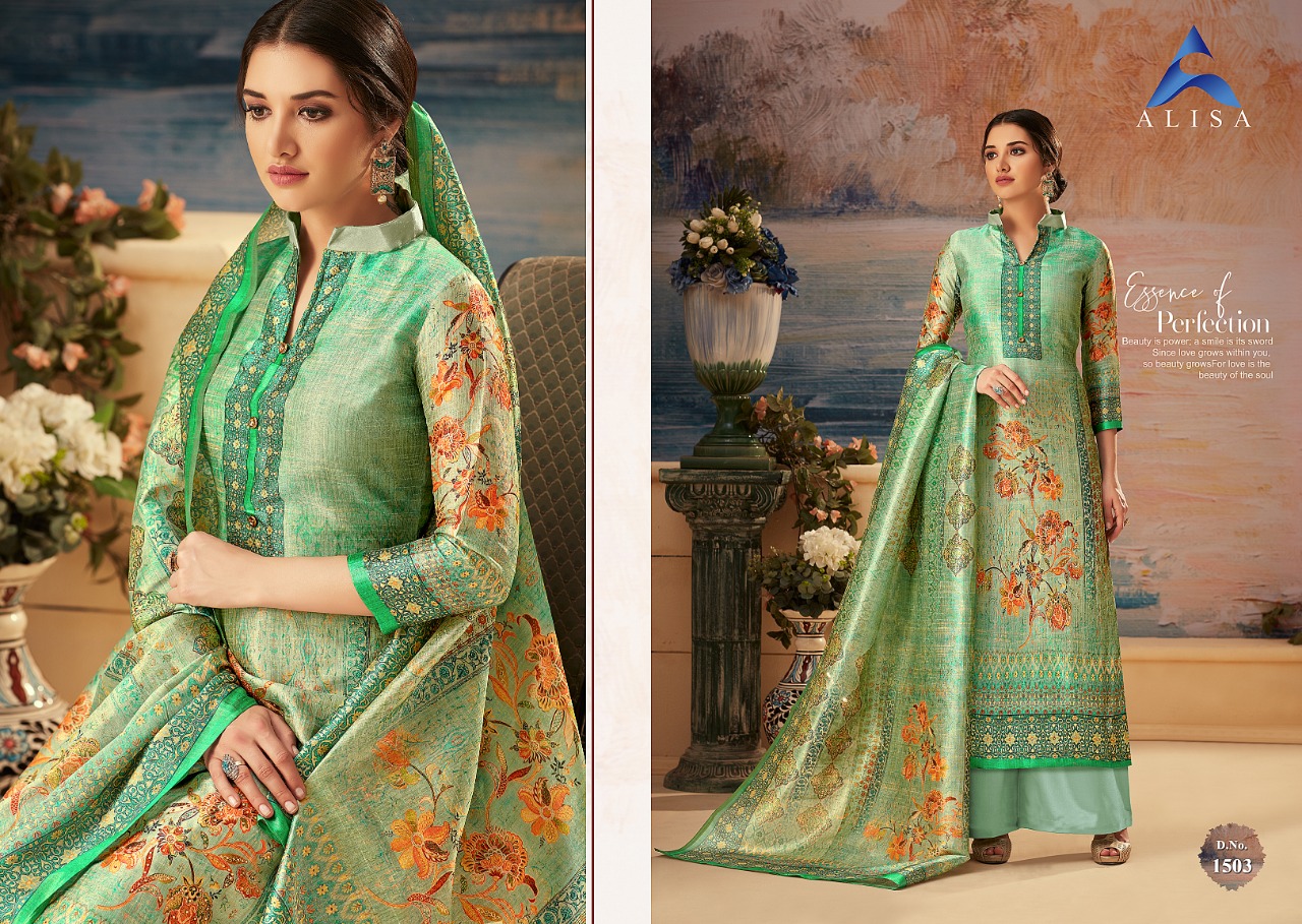 Silky By Alisa 1501 To 1508 Series Indian Traditional Wear Collection Beautiful Stylish Fancy Colorful Party Wear & Occasional Wear Pure Silk Digital Printed At Wholesale Price