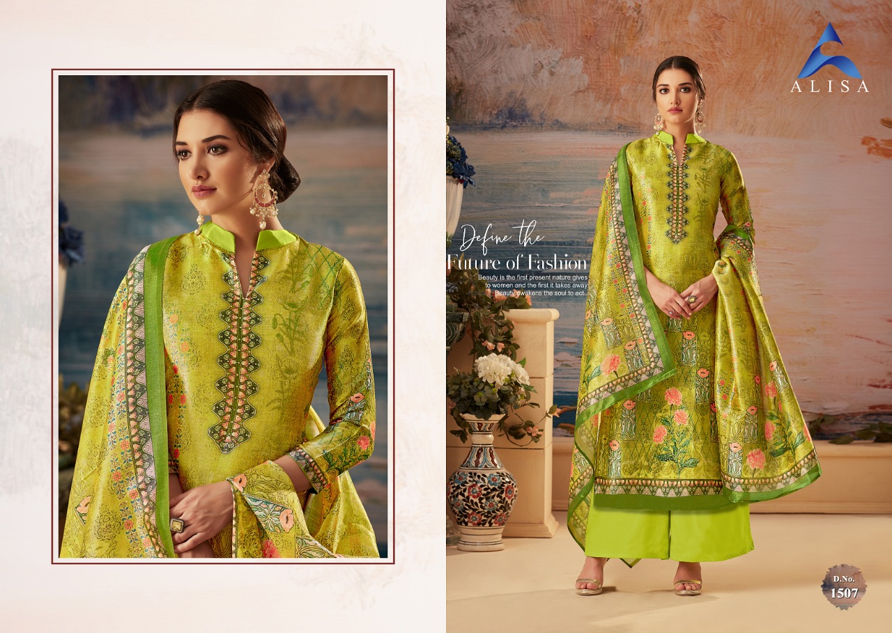 Silky By Alisa 1501 To 1508 Series Indian Traditional Wear Collection Beautiful Stylish Fancy Colorful Party Wear & Occasional Wear Pure Silk Digital Printed At Wholesale Price