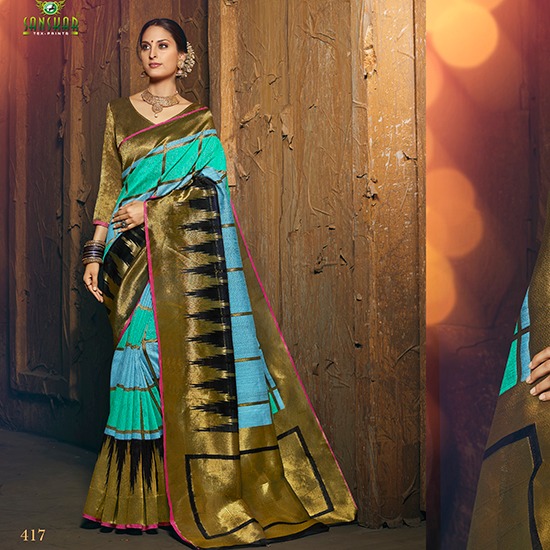 Sinduri By Sanskar Sarees 411 To 419 Series Indian Traditional Wear Collection Beautiful Stylish Fancy Colorful Party Wear & Occasional Wear Chanderi Sarees At Wholesale Price