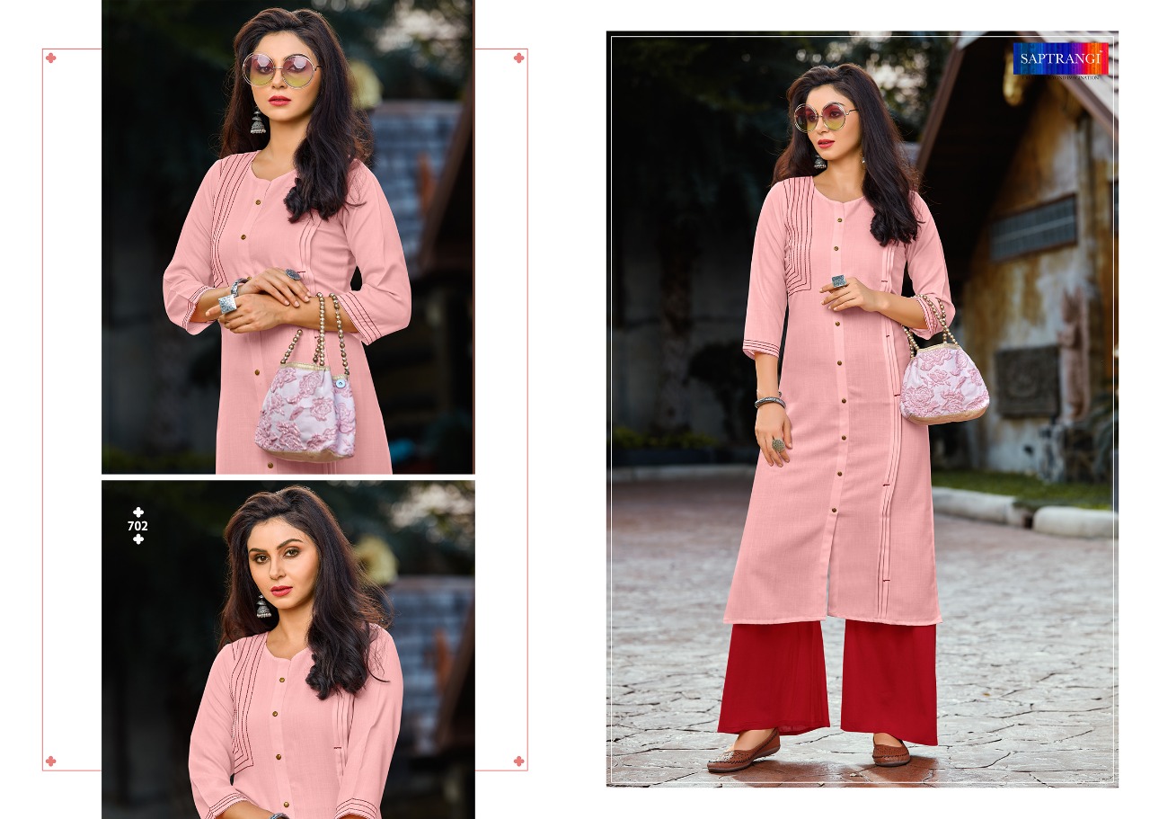Sisa By Saptrangi 701 To 707 Series Beautiful Stylish Fancy Colorful Casual Wear & Ethnic Wear & Ready To Wear Coton Kurtis With Palazzo At Wholesale Price