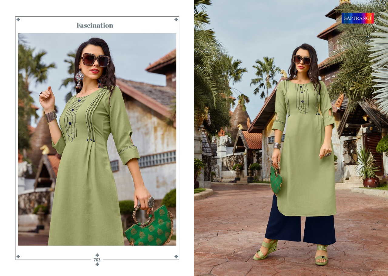 Sisa By Saptrangi 701 To 707 Series Beautiful Stylish Fancy Colorful Casual Wear & Ethnic Wear & Ready To Wear Coton Kurtis With Palazzo At Wholesale Price