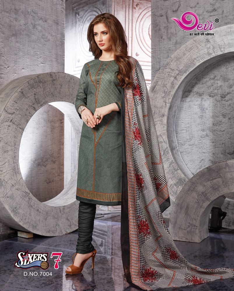 Sixer Vol-7 By Devi 7001 To 7012 Series Beautiful Stylish Fancy Colorful Casual Wear & Ethnic Wear Cotton Printed Dresses At Wholesale Price