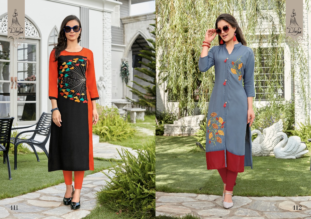 Siya Vol-4 By Diksha Creation 401 To 414 Series Beautiful Stylish Fancy Colorful Casual Wear & Ethnic Wear Rayon Embroidered Kurtis At Wholesale Price