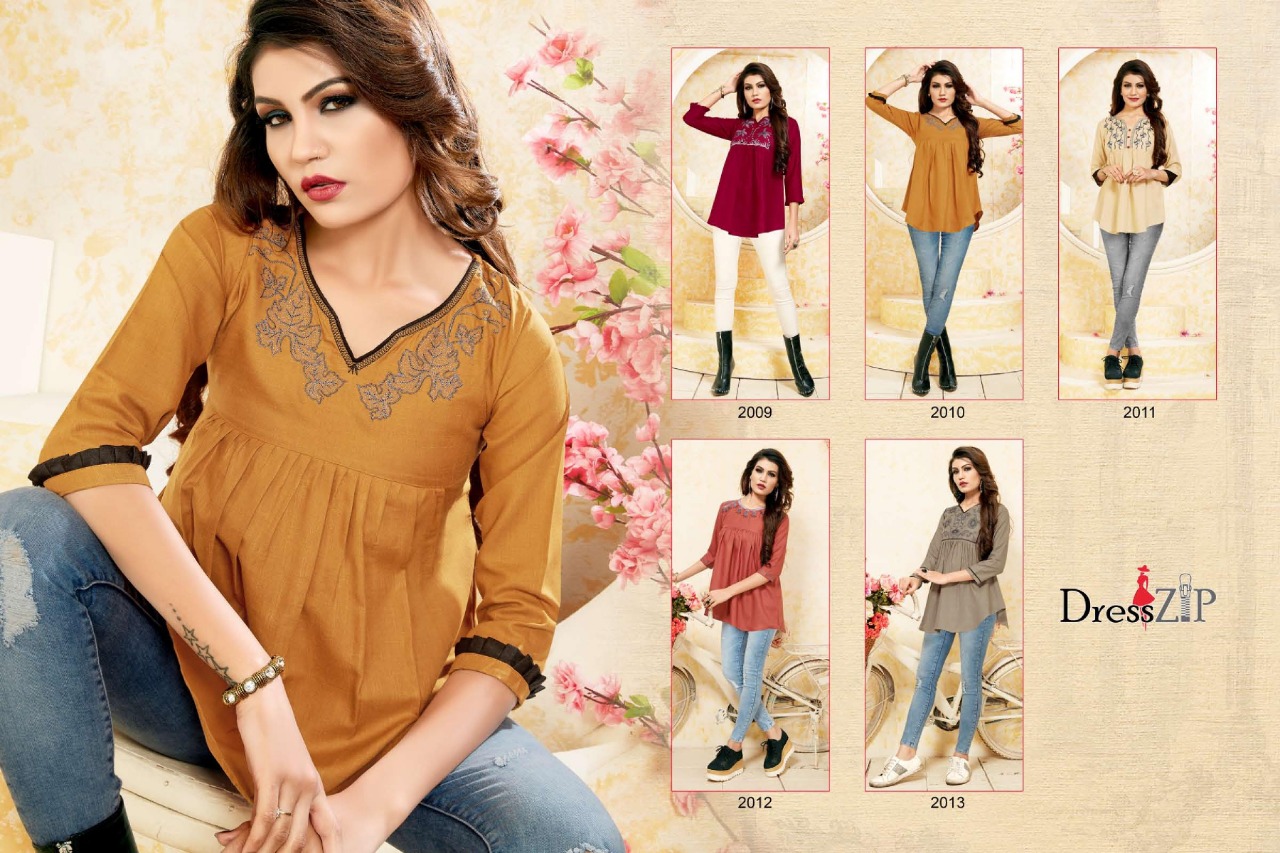 Sky Vol-1 By Dress Zip 2009 To 2013 Series Beautiful Colorful Stylish Fancy Casual Wear & Ethnic Wear & Ready To Wear Ruby Cotton Embroidered Kurtis At Wholesale Price