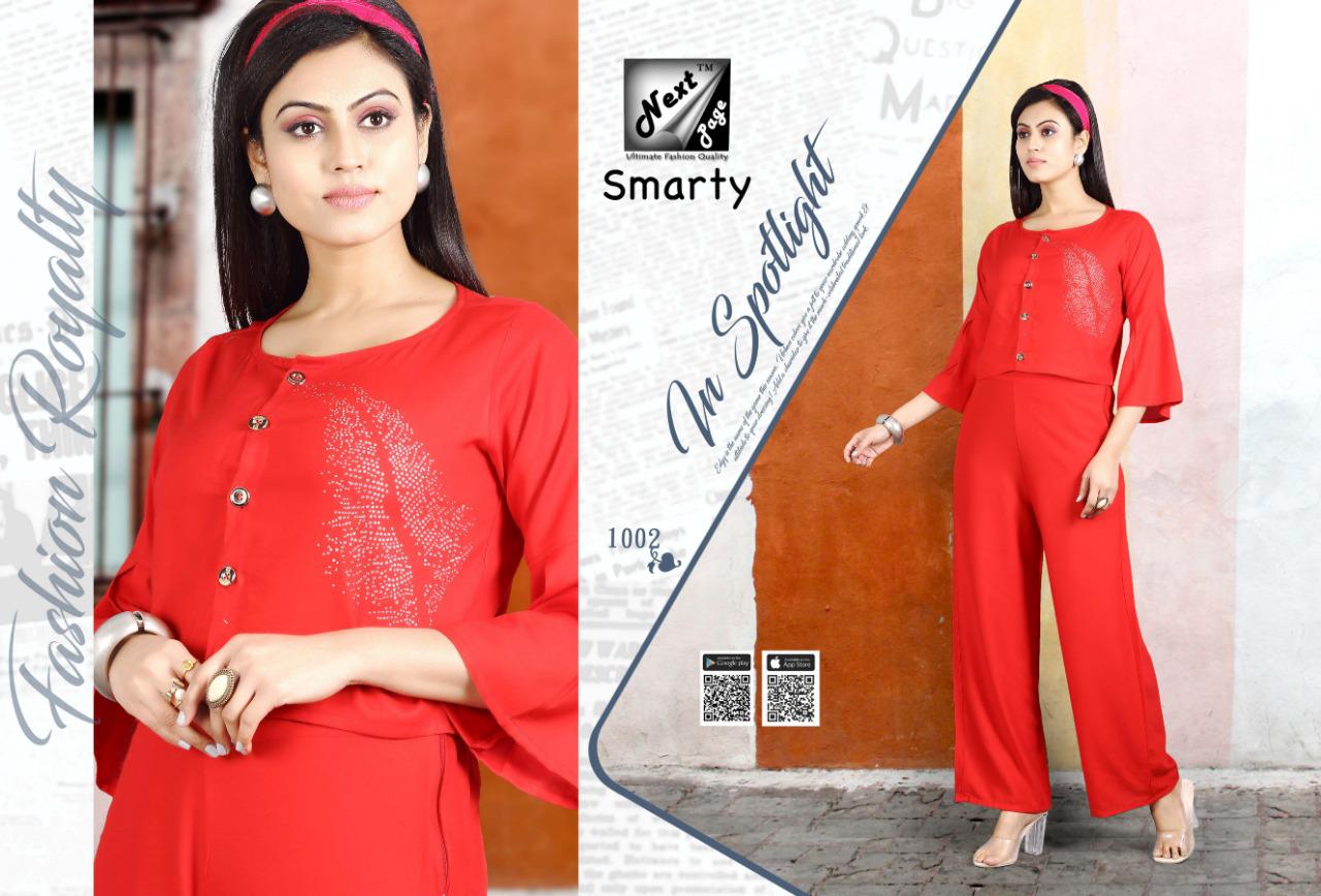 Smarty By Next Page 1001 To 1010 Series Beautiful Stylish Fancy Colorful Casual Wear & Ethnic Wear & Ready To Wear Rayon Kurtis With Bottom At Wholesale Price