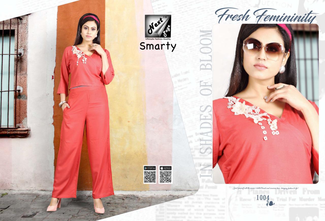 Smarty By Next Page 1001 To 1010 Series Beautiful Stylish Fancy Colorful Casual Wear & Ethnic Wear & Ready To Wear Rayon Kurtis With Bottom At Wholesale Price