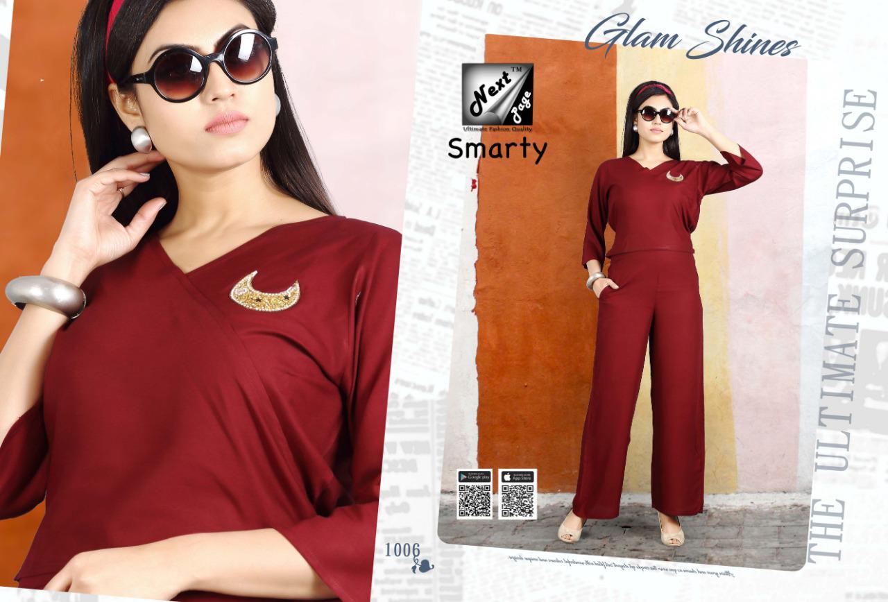 Smarty By Next Page 1001 To 1010 Series Beautiful Stylish Fancy Colorful Casual Wear & Ethnic Wear & Ready To Wear Rayon Kurtis With Bottom At Wholesale Price