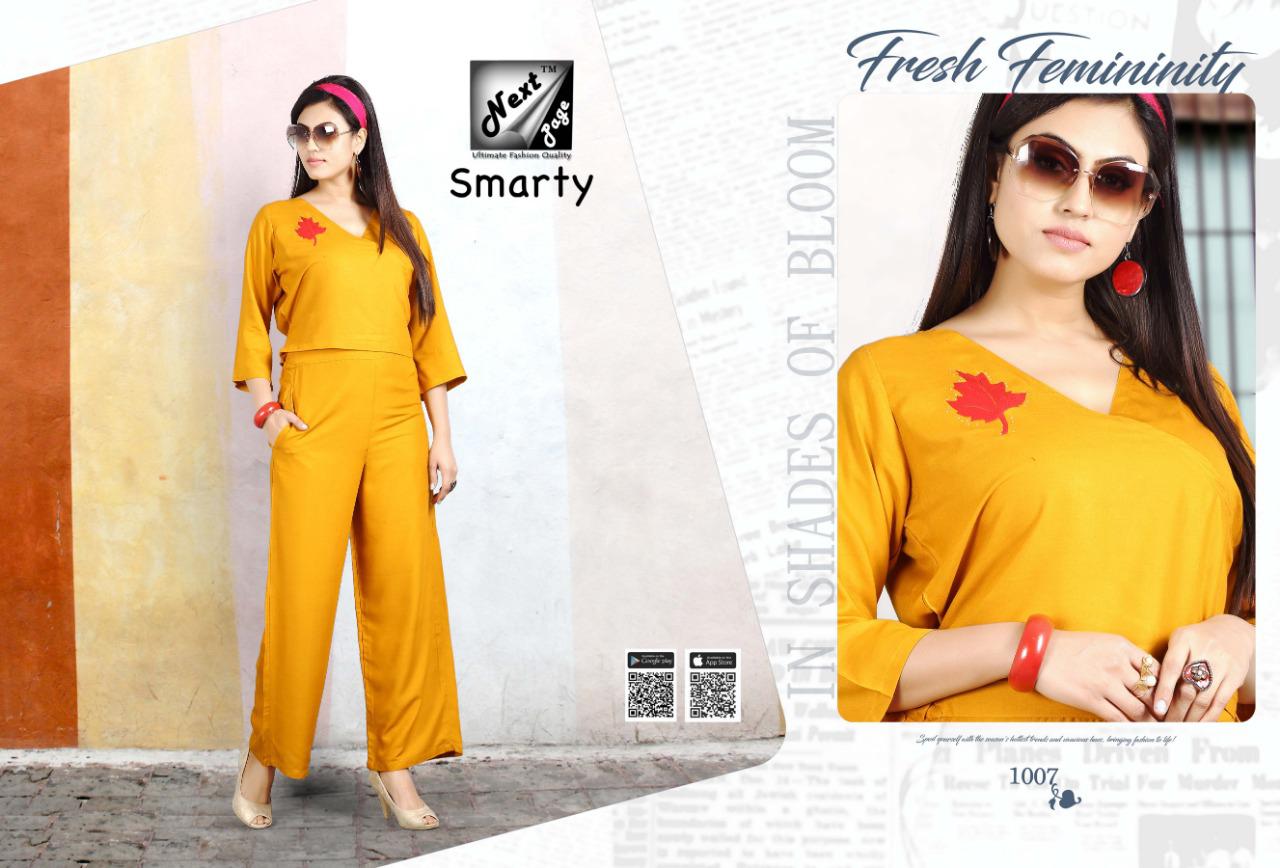 Smarty By Next Page 1001 To 1010 Series Beautiful Stylish Fancy Colorful Casual Wear & Ethnic Wear & Ready To Wear Rayon Kurtis With Bottom At Wholesale Price