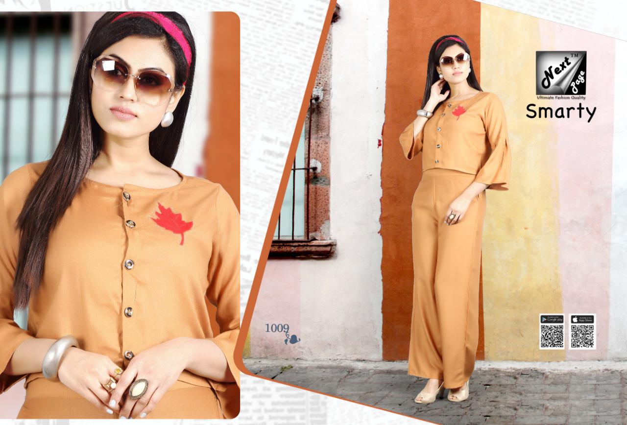 Smarty By Next Page 1001 To 1010 Series Beautiful Stylish Fancy Colorful Casual Wear & Ethnic Wear & Ready To Wear Rayon Kurtis With Bottom At Wholesale Price