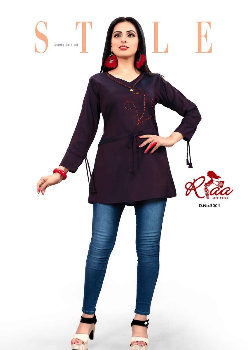 Snap Style By Riaa Liestyle 3001 To 3007 Series Indian Traditional Wear Collection Beautiful Stylish Fancy Colorful Party Wear & Occasional Wear Heavy Two Tone Slub Kurtis At Wholesale Price