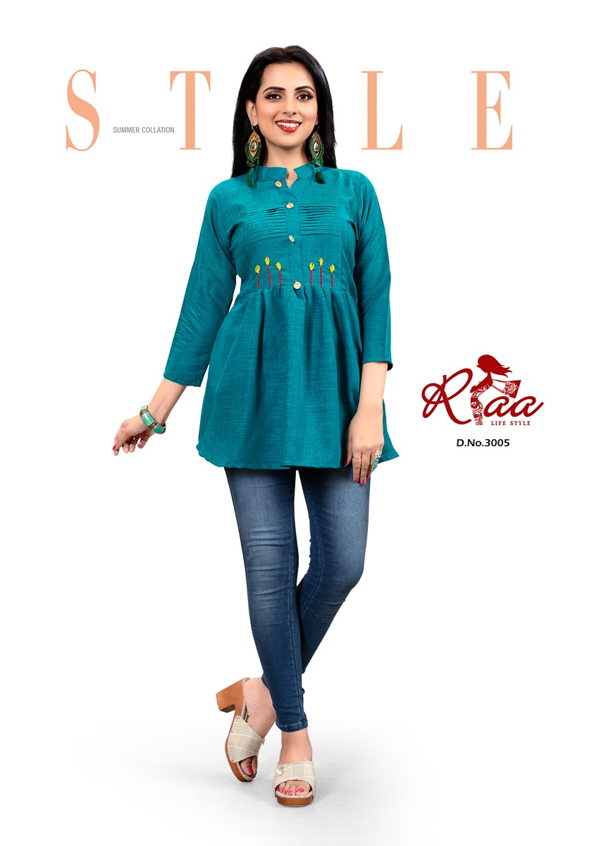 Snap Style By Riaa Liestyle 3001 To 3007 Series Indian Traditional Wear Collection Beautiful Stylish Fancy Colorful Party Wear & Occasional Wear Heavy Two Tone Slub Kurtis At Wholesale Price