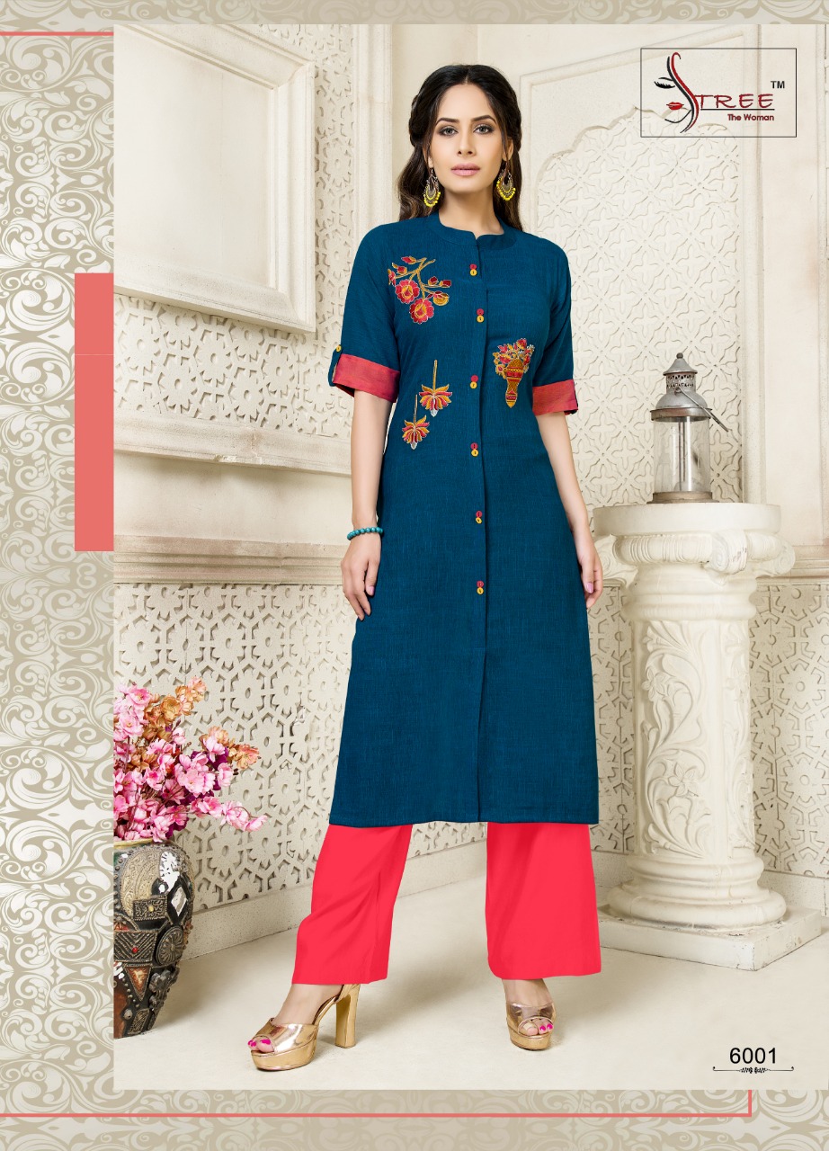 Snappy Vol-6 By Shree Creation 6001 To 6006 Series Beautiful Colorful Stylish Fancy Casual Wear & Ethnic Wear & Ready To Wear Heavy Rayon Two Tone Slub With Embroidery Kurtis At Wholesale Price