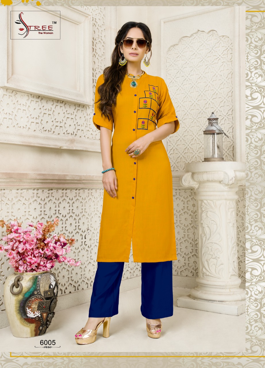 Snappy Vol-6 By Shree Creation 6001 To 6006 Series Beautiful Colorful Stylish Fancy Casual Wear & Ethnic Wear & Ready To Wear Heavy Rayon Two Tone Slub With Embroidery Kurtis At Wholesale Price