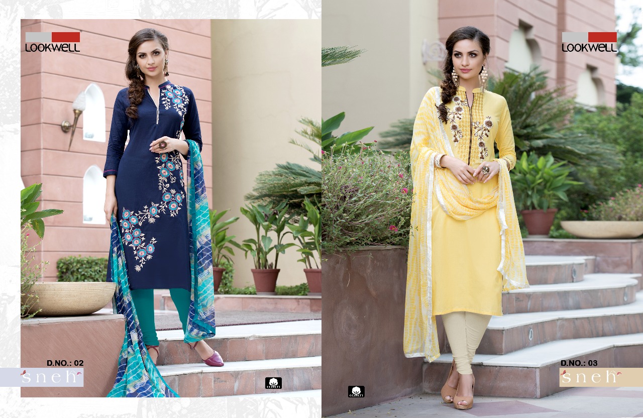 Sneh By Lookwell 01 To 06 Series Beautiful Stylish Fancy Colorful Casual Wear & Ethnic Wear Collection Pure Cotton Embroidered Dresses At Wholesale Price