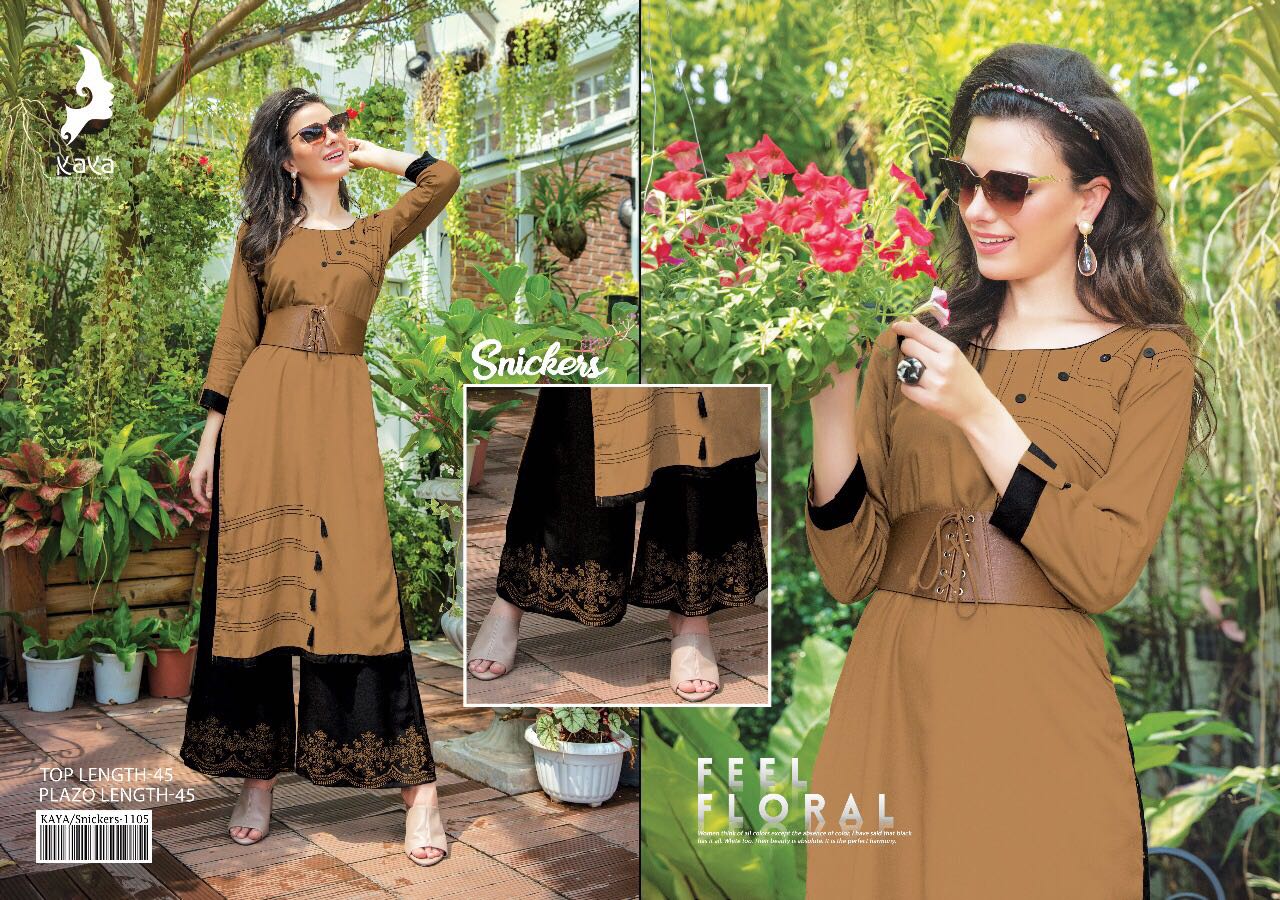 Snickers By Kaya 1101 To 1108 Series Stylish Colorful Fancy Beautiful Casual Wear & Ethnic Wear Rayon Embroidered Kurtis At Wholesale Price