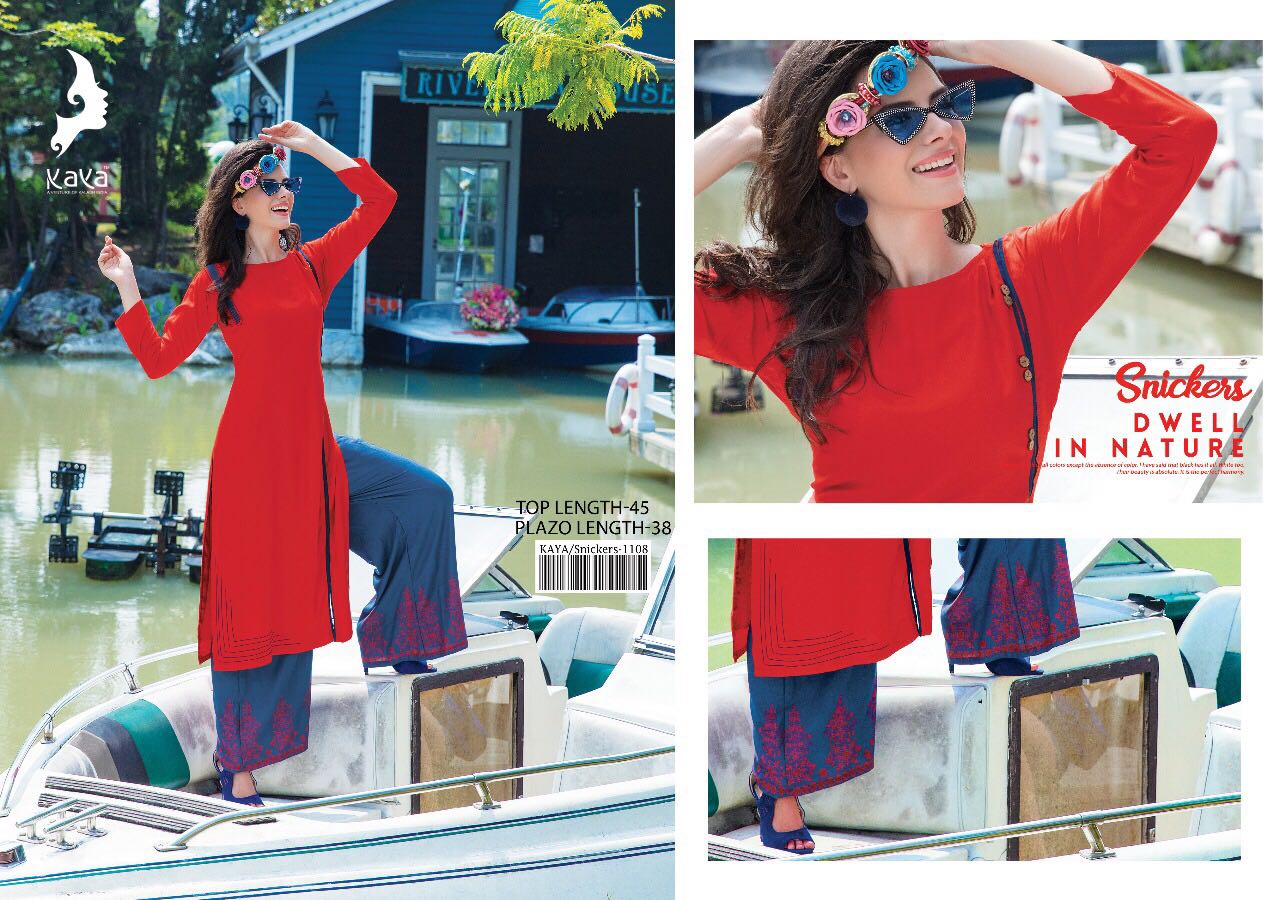 Snickers By Kaya 1101 To 1108 Series Stylish Colorful Fancy Beautiful Casual Wear & Ethnic Wear Rayon Embroidered Kurtis At Wholesale Price