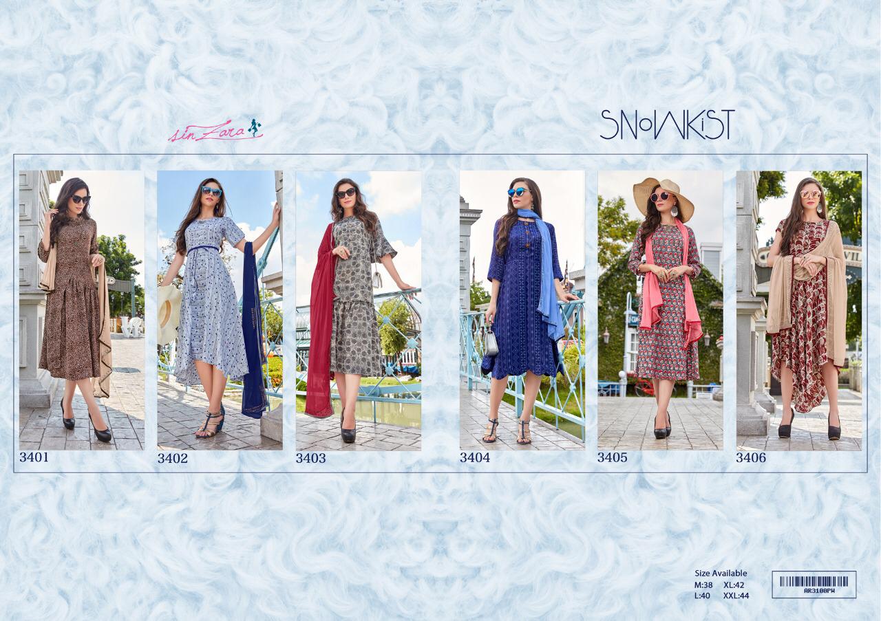 Snow Kist By Sin Zara 3001 To 3006 Series Beautiful Colorful Stylish Fancy Casual Wear & Ethnic Wear & Ready To Wear Pashmina Kurtis With Dupatta At Wholesale Price