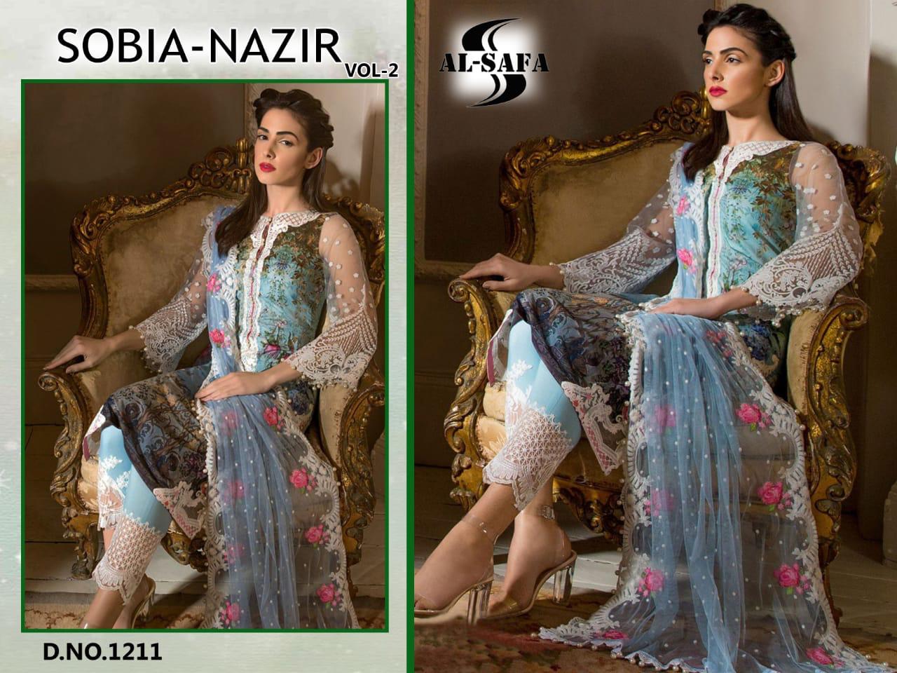 Sobia Nazir Vol-2 By Al-safa 1211 To 1214 Series Beautiful Pakistani Suits Colorful Stylish Fancy Casual Wear & Ethnic Wear Pure Cotton Digital Printed And  Embroidered Dresses At Wholesale Price