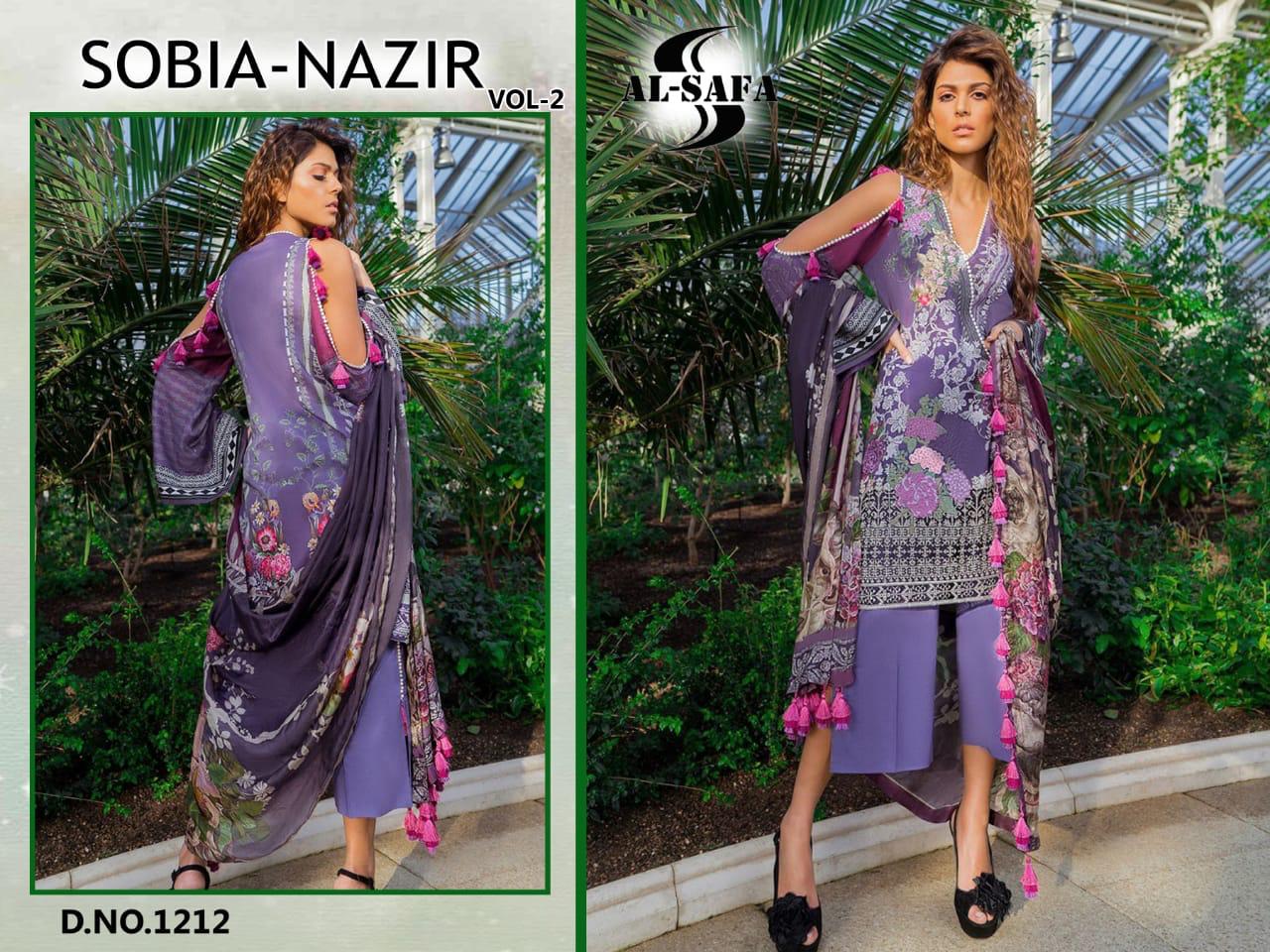 Sobia Nazir Vol-2 By Al-safa 1211 To 1214 Series Beautiful Pakistani Suits Colorful Stylish Fancy Casual Wear & Ethnic Wear Pure Cotton Digital Printed And  Embroidered Dresses At Wholesale Price